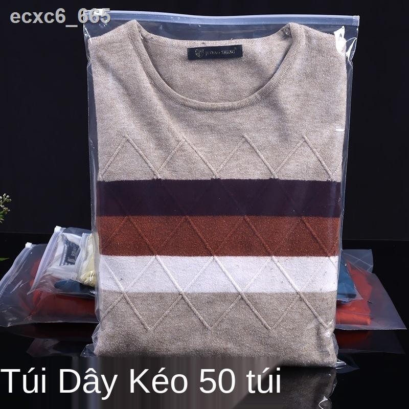 trong suốt, túi đóng gói quần áo, nhựa có dây kéo dày, lưu trữ và phân loại, nhựa, một 50