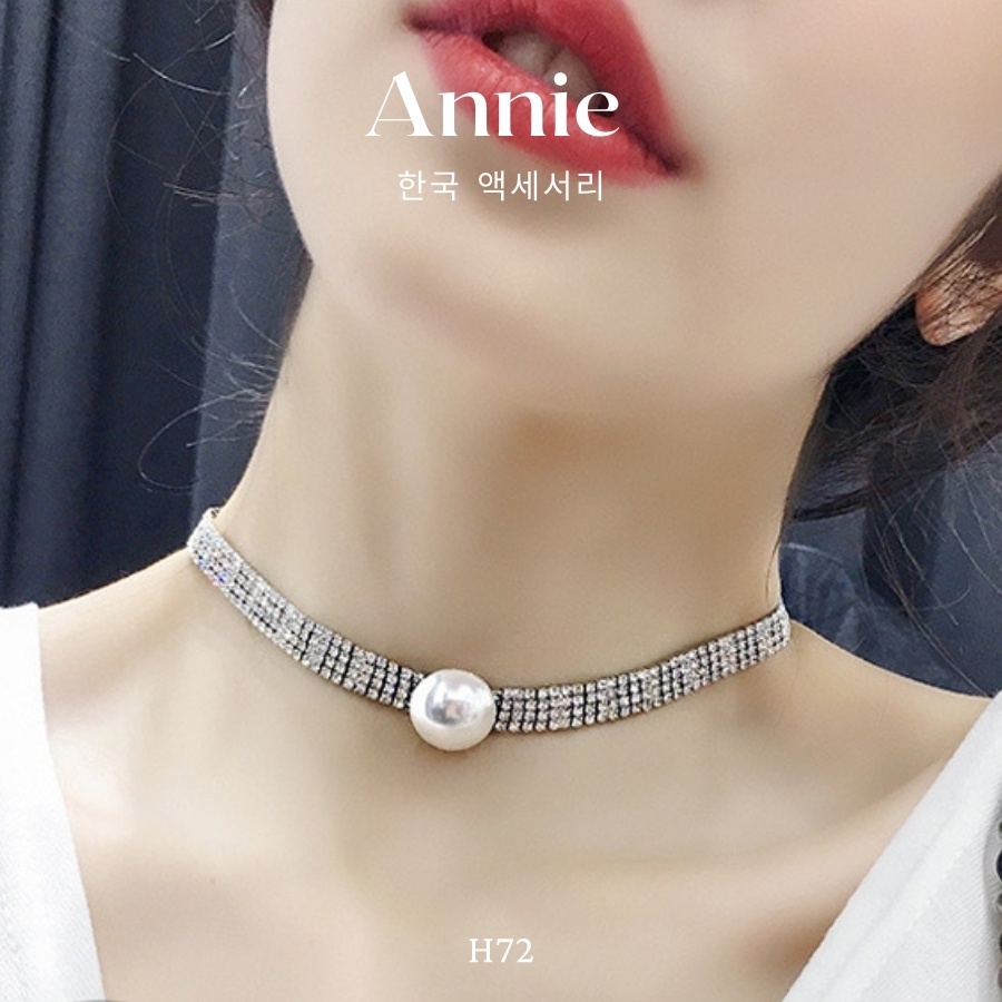 Vòng cổ choker ngọc trai nhân tạo đính đá phong cách hiện đại ANNIE - H72