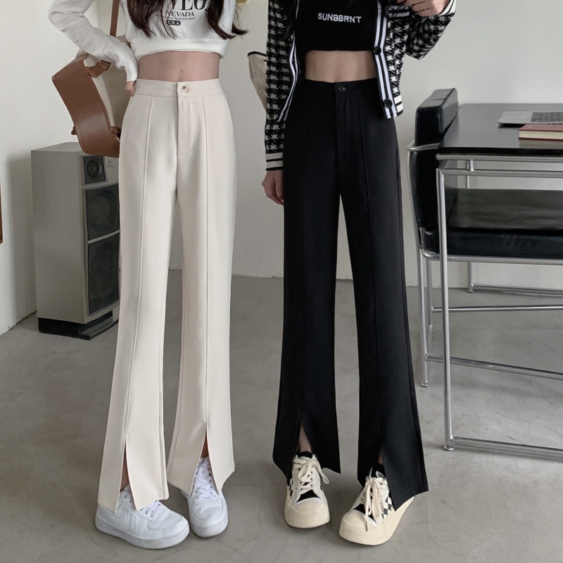 QADCOL Quần Dài Lưng Cao Màu Sắc Thanh Lịch Cho Nữ