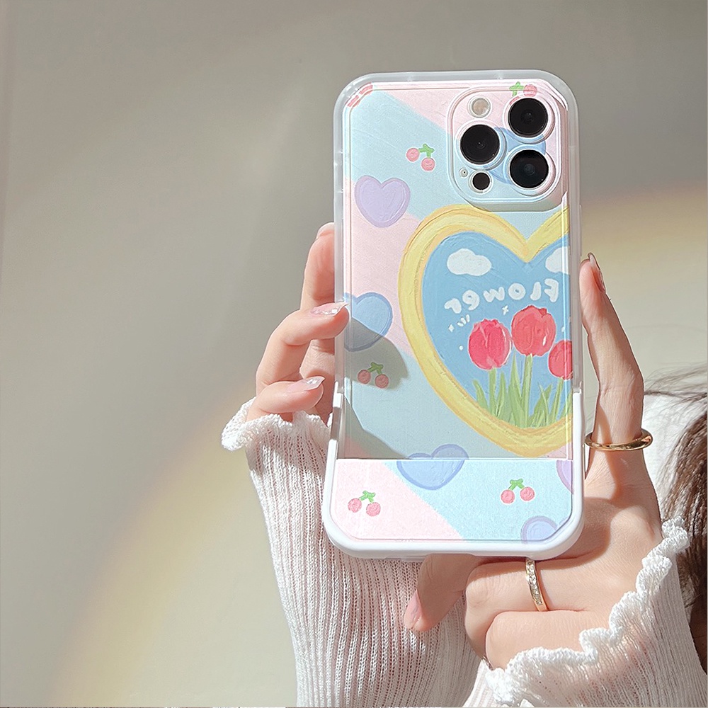 Ốp Điện Thoại Nắp Gập Trái Tim Cho IPhone 13promax 12 11 7Plus X XR XSMAX