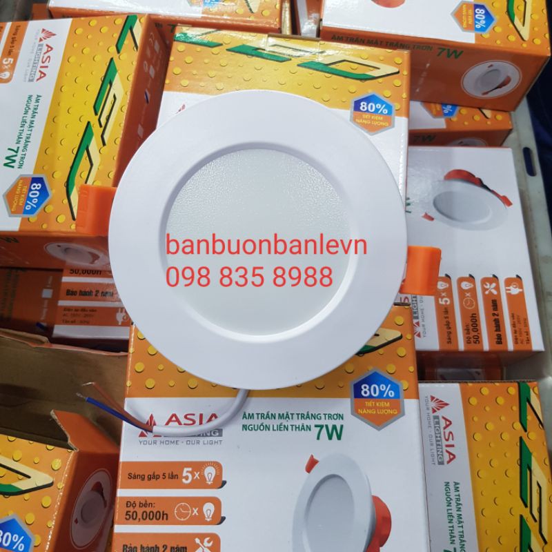 Âm trần nguồn liền thân 7w ASIA lỗ khoét linh động dùng được cho Ø76 & Ø90
