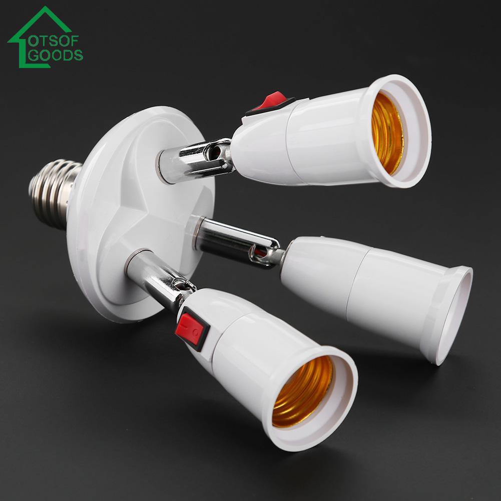 3/4 Heads E27 Splitter Lamp Base LED Light Holder Adapter Socket