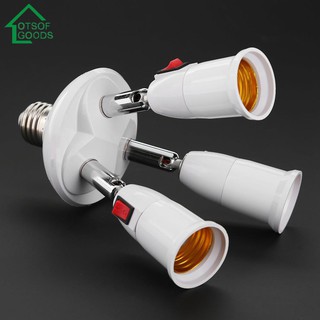 3/4 heads e27 splitter lamp base led light holder adapter socket