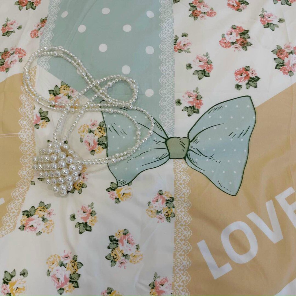 Bộ chăn ga gối Poly Cotton Hoa love xanh (Tặng vỏ gối ôm) - Miễn phí bo chun mọi kích thước