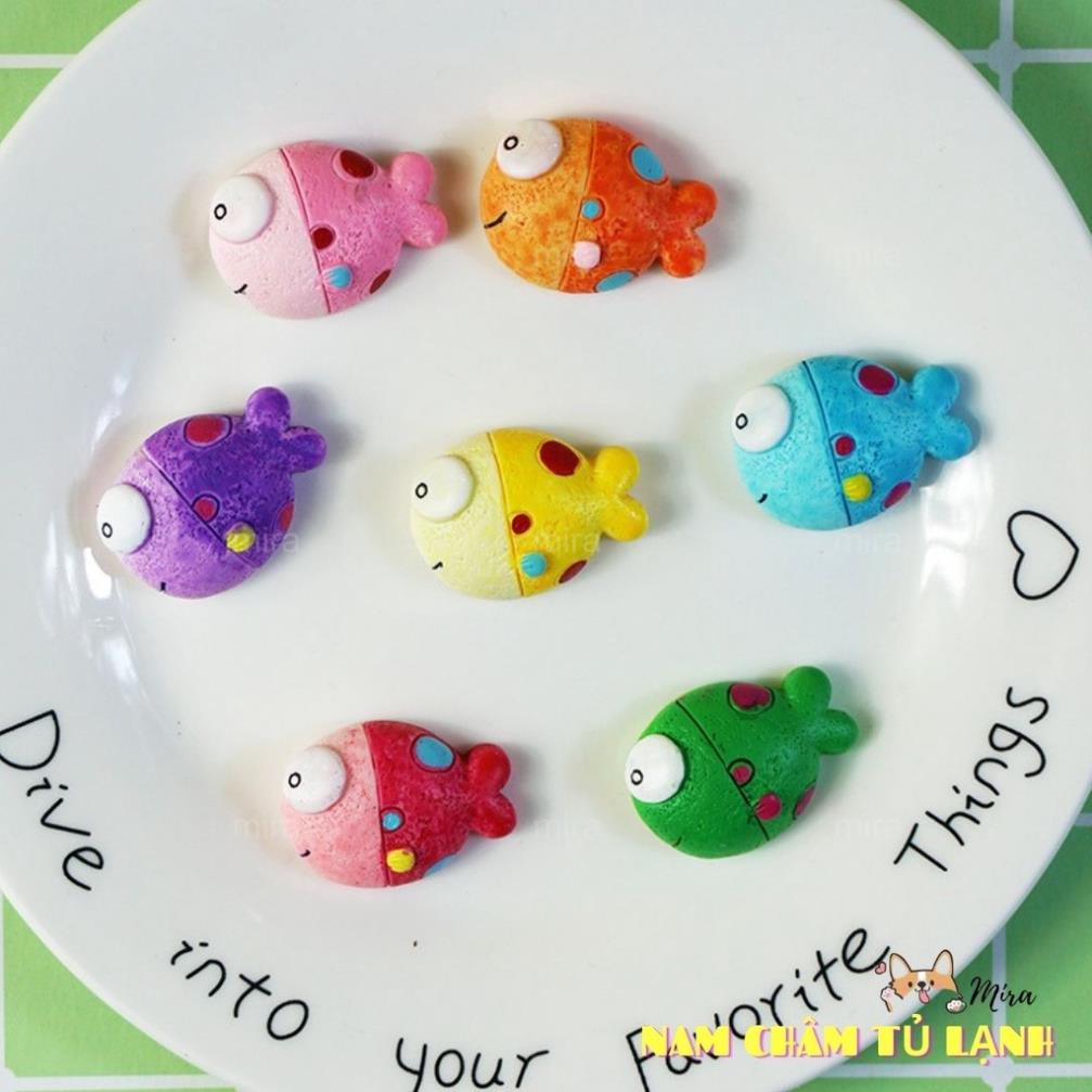 Nam Châm Tủ Lạnh 3D Cá Nhỏ Chấm Bi Dễ Thương Trang Trí Bàn Học, Bàn Làm Việc, Đính Note MIRA-3D68006