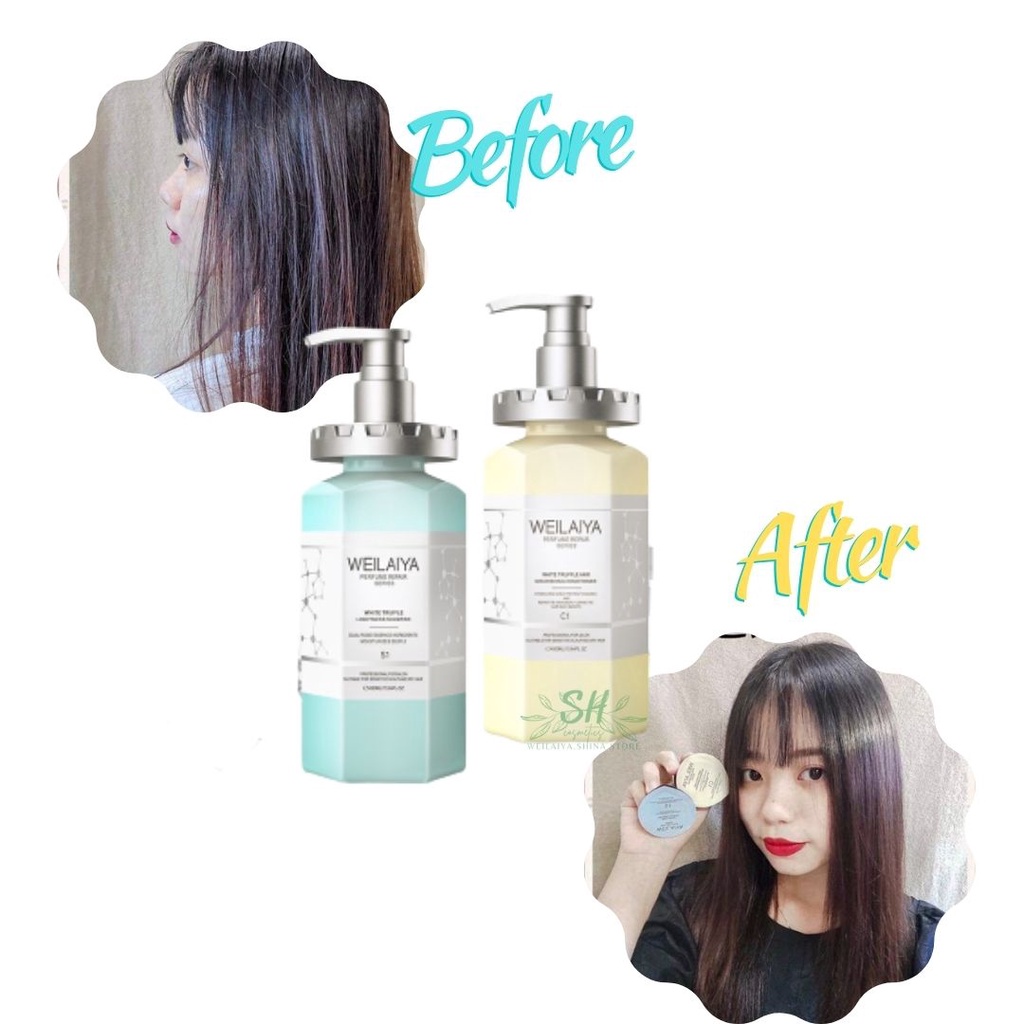 Bộ sản phẩm weilaiya chăm sóc tóc và sữa tắm nước hoa trắng da toàn thân Weilaiya 450ml-Shina Store