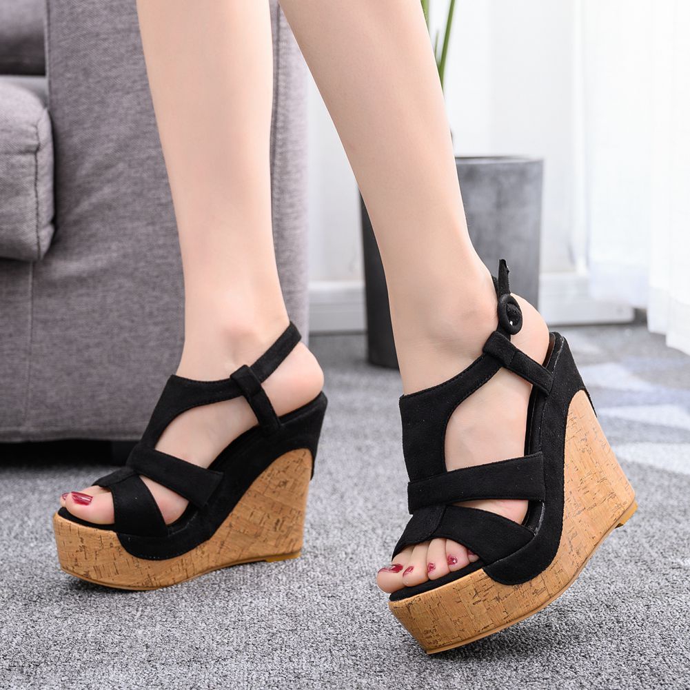 Xxshxy · Sandal Đế Xuồng Cao Gót 12cm Họa Tiết Vân Gỗ Cao Cấp Cho Nữ
