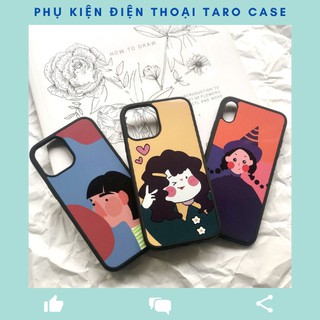 Ốp iphone [𝐅𝐑𝐄𝐄𝐒𝐇𝐈𝐏] Ốp iphone silicon 4 lớp chống va đập Heart Girl & Bubble girl & Cô gái đội mũ màu sắc vui nhộn