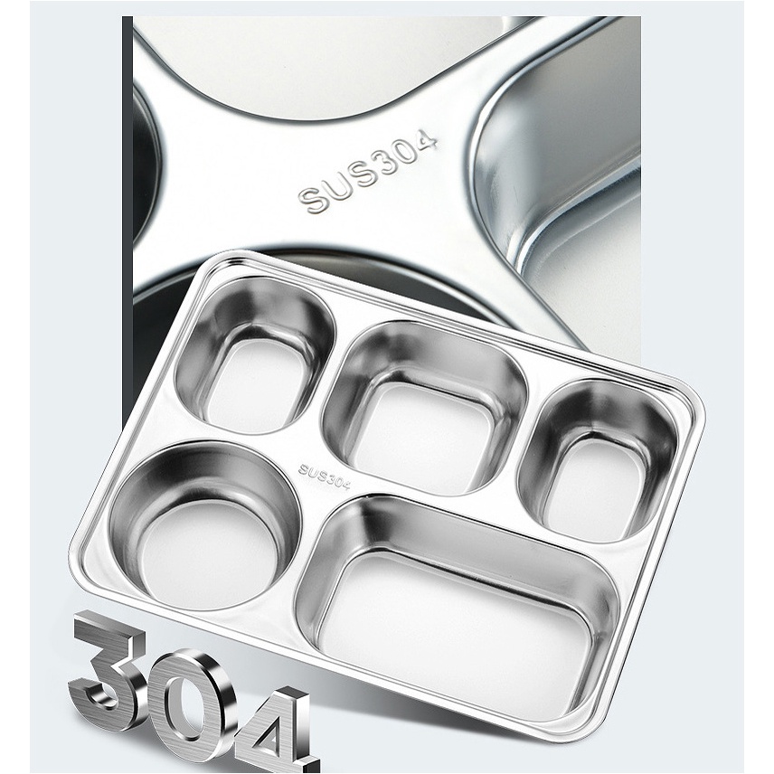 Khay Cơm Inox 5 Ngăn Có Nắp Đậy Tiện Dụng Jodily Starhome