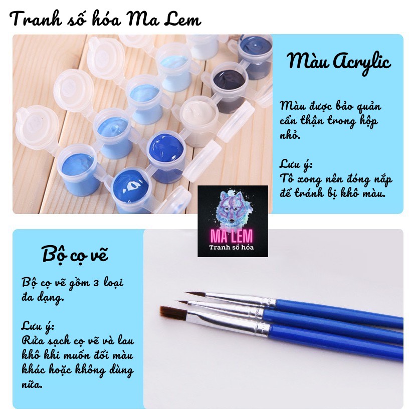 [HÀNG CÓ SẴN] Tranh tô màu theo số Ma Lem (căng khung 40X50cm)/ Tranh tô màu số hóa Ma Lem (40X50cm) | BigBuy360 - bigbuy360.vn