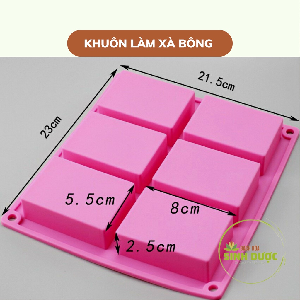 Khuôn làm xà phòng hình chữ nhật, hình tròn, hình cá, hình hoa ong  6 ngăn bằng silicon cao cấp