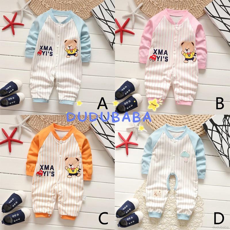 Áo liền quần dài tay sọc ngang đáng yêu cho bé trai gái