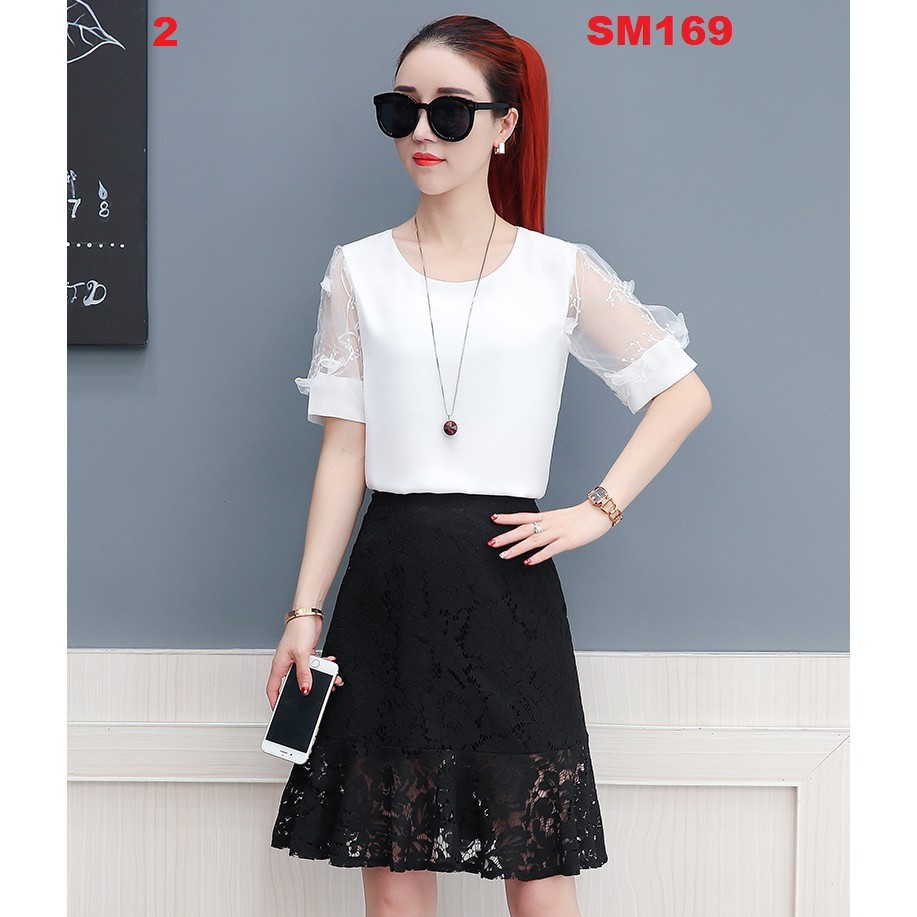 Áo Kiểu Phối Ren Hoa Cực Đẹp - SM169