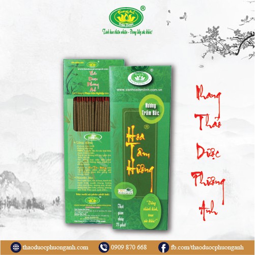 Nhang Sạch Thảo Dược Hoa Tâm Hương 30cm hương Trầm/Quế