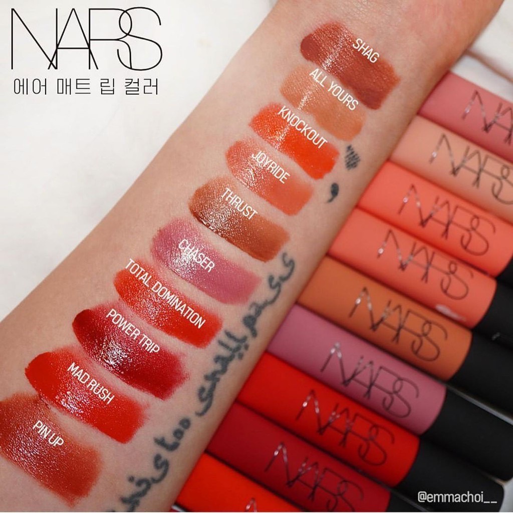 Son kem NARS AIR MATTE màu Thrust, Pin up, Lose Control, Moroco
