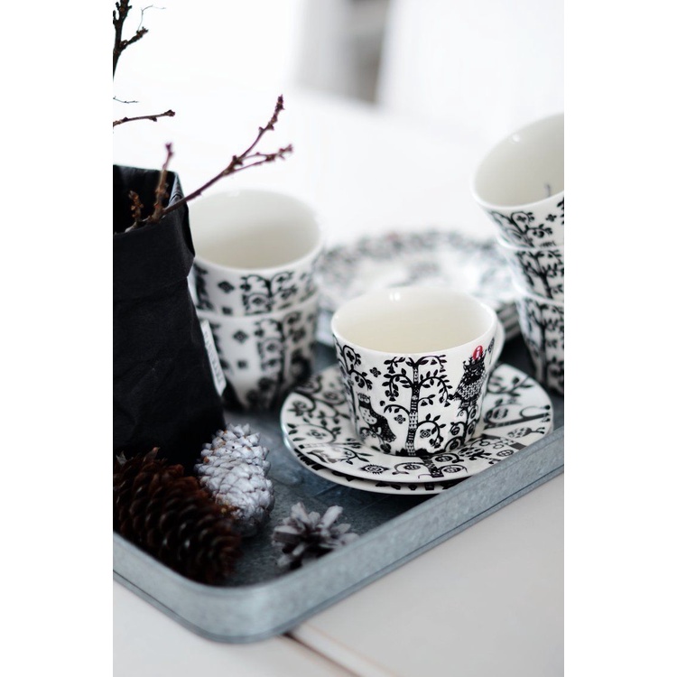 Tách sứ uống trà Taika Iittala 200ml Phần Lan, họa tiết Bắc Âu đen