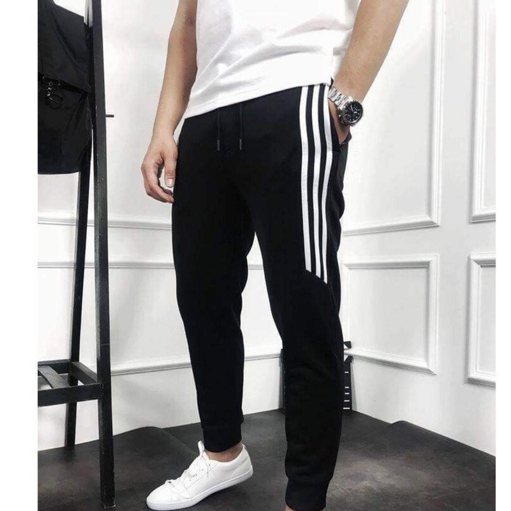 Quần Thể Thao Nam Nữ Nĩ Dày Dặn 3 Sọc Trắng Trẻ Trung