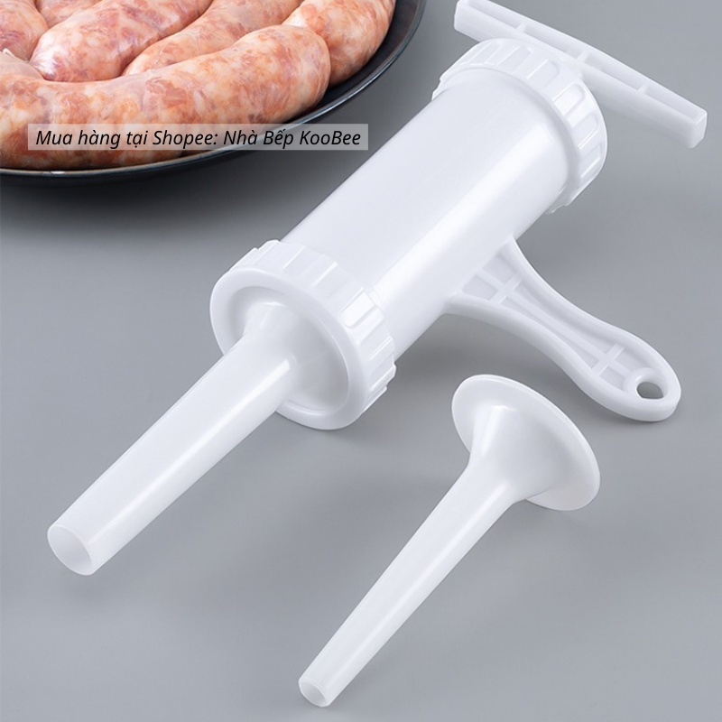 Dụng cụ nhồi xúc xích, lạp xưởng, nhồi thịt dồi sụn - Hàng loại 1 nhựa PP an toàn ống nhồi dày dặn và thanh vặn ren to K