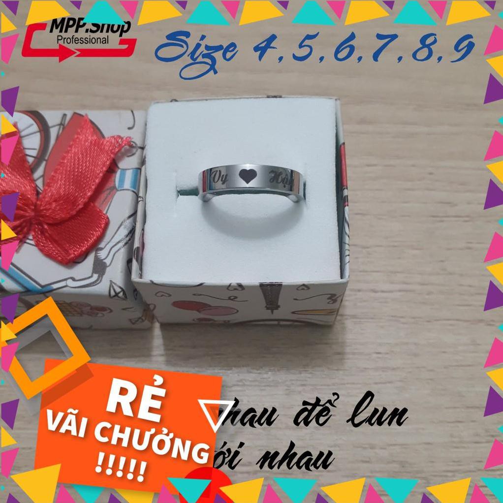 02 chiếc nhẫn đôi tình nhân inox - khắc tên theo yêu cầu- tặng hộp - đẹp, không phai - liên hệ shop để được tư vấn