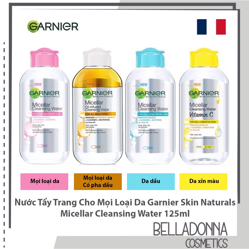 Nước Tẩy Trang Cho Mọi Loại Da Garnier Micellar Cleansing Water 125ml