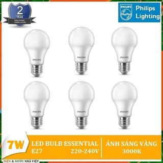 COMBO 6 BỘ - BÓNG ĐÈN PHILIPS LEDBULB ESSENTIAL 7W E27 A60 ( TIẾT KIỆM ĐIỆN - ÁNH SÁNG TRẮNG & VÀNG )