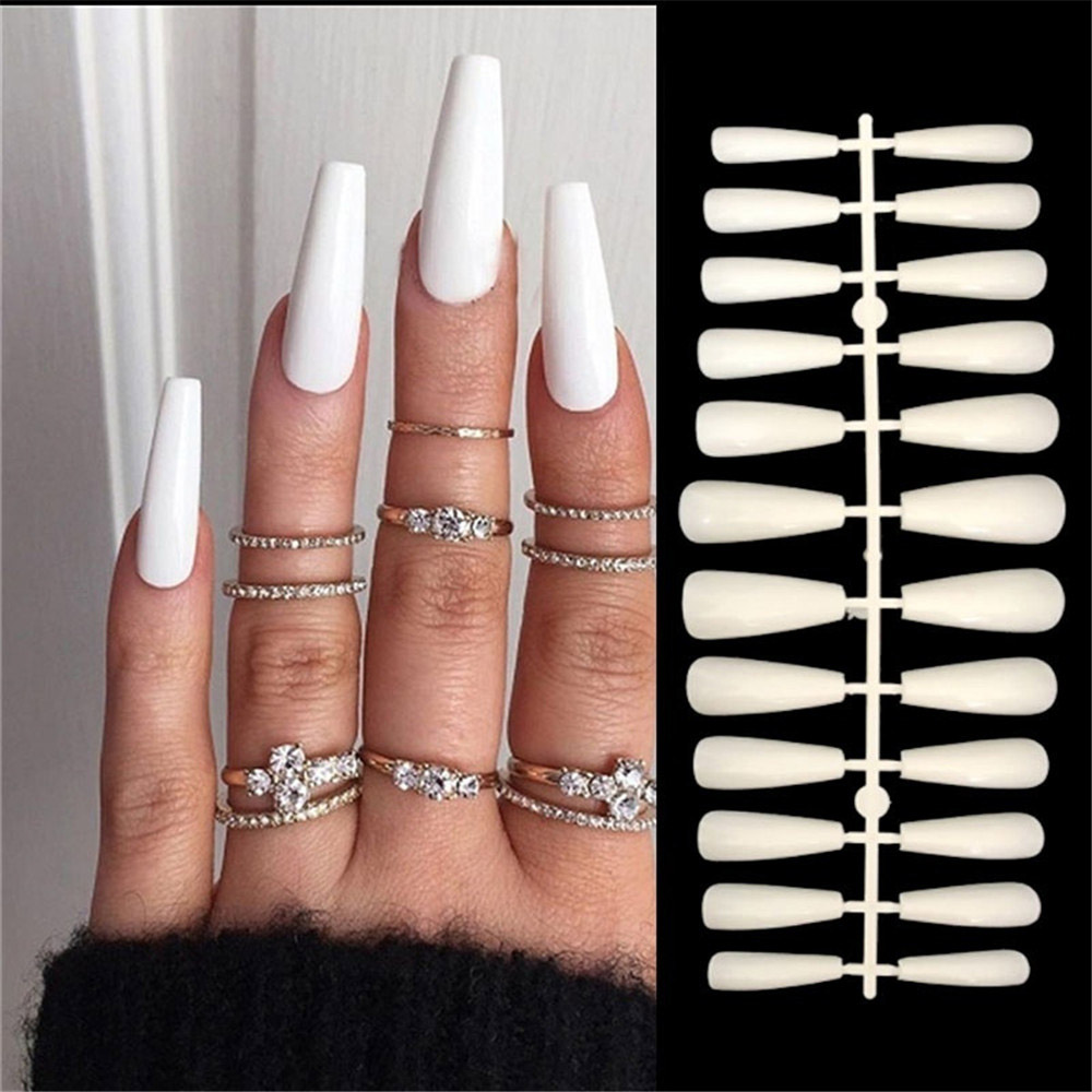 Bộ 24 Móng Tay Giả Acrylic Màu Mờ Che Phủ Toàn Diện Tiện Dụng