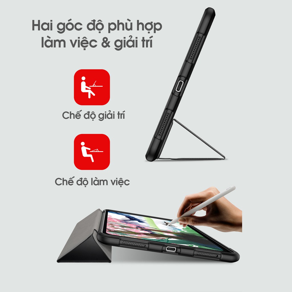 Bao da DUX DUCIS iPad Pro 12.9 inch (2020) - Mặt lưng trong, Cạnh dày chống sốc, Có khay bút Apple Pencil (DÒNG SHIELD)