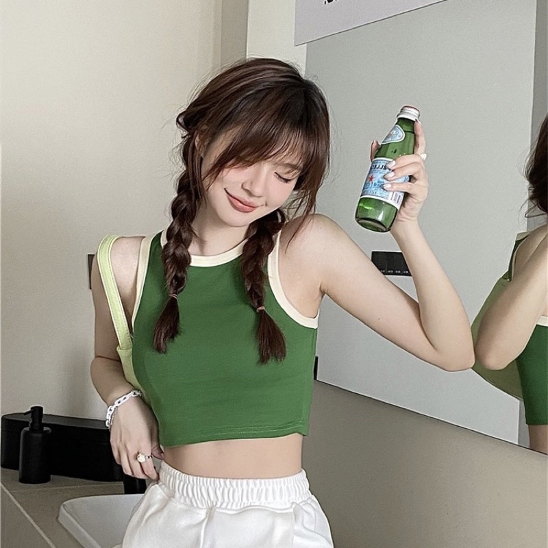 Áo croptop 3 lỗ nữ thun gân tăm viền màu kèm clip và ảnh thật