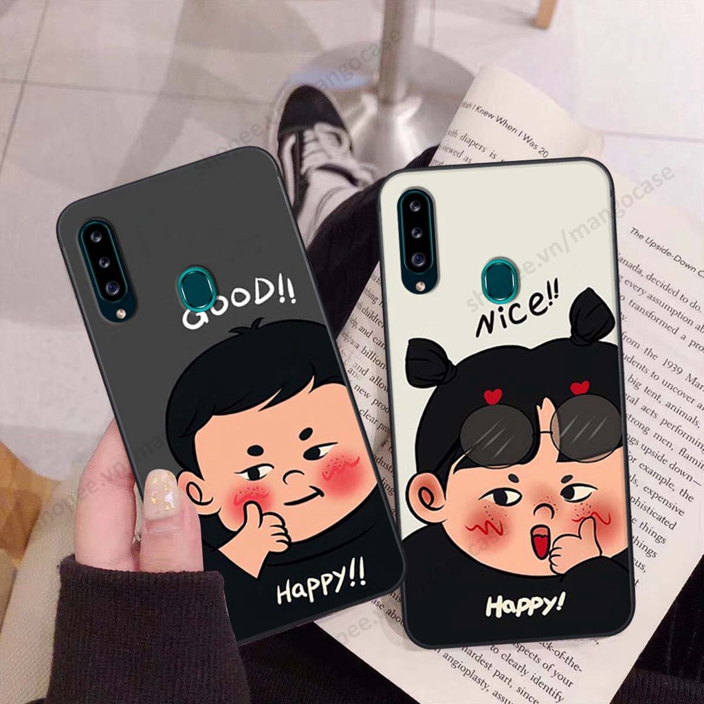 Ốp lưng Samsung A20s in hình happy nice, bé gấu đáng yêu