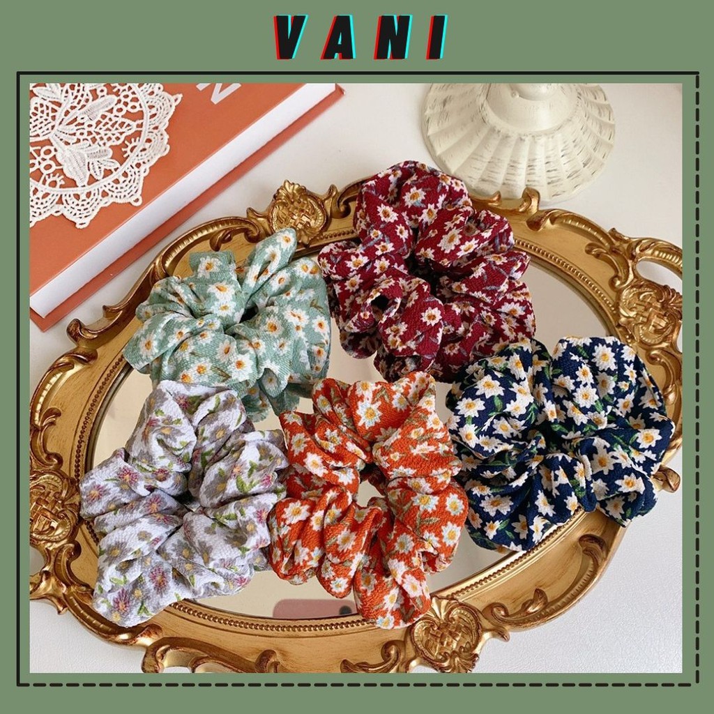 Cột Tóc Vải Scrunchies Họa Tiết Vintage Đáng Yêu Phong Cách Hàn Quốc - VANI STORE [PKT00101]