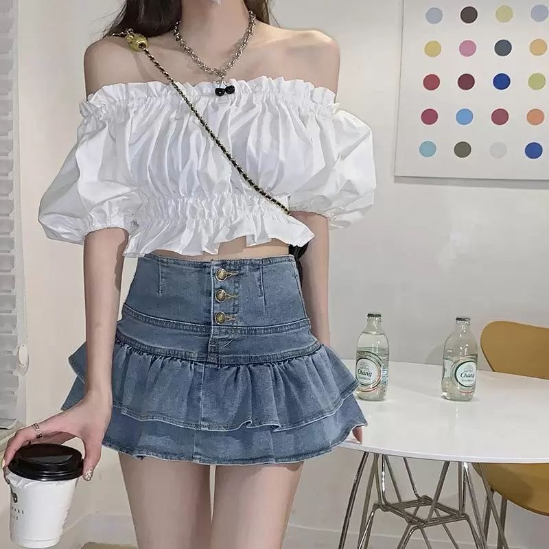 Chân váy jeans tầng xòe siêu hot cao cấp