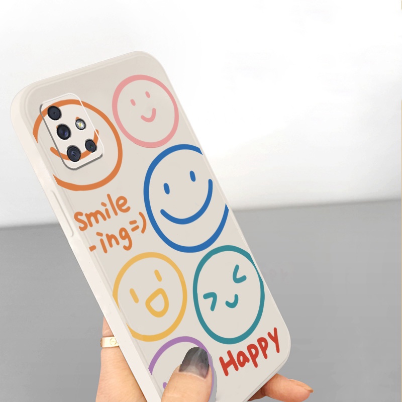 Ốp Điện Thoại Góc Vuông Mềm Hình Mặt Cười Cho Samsung Galaxy A12 A31 A32 4G A52 A72 5G A11 A51 A20S M42
