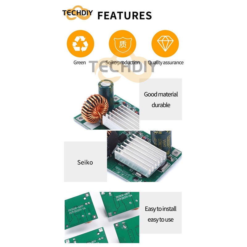 Mô Đun Hạ Áp DC 9V 12V 24V 36V 48V 72V 84V 120V Sang 5V 12V 3A Chuyên Dụng