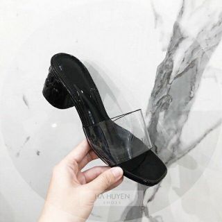 Dép cao gót quai trong 5p gót dập hoa
