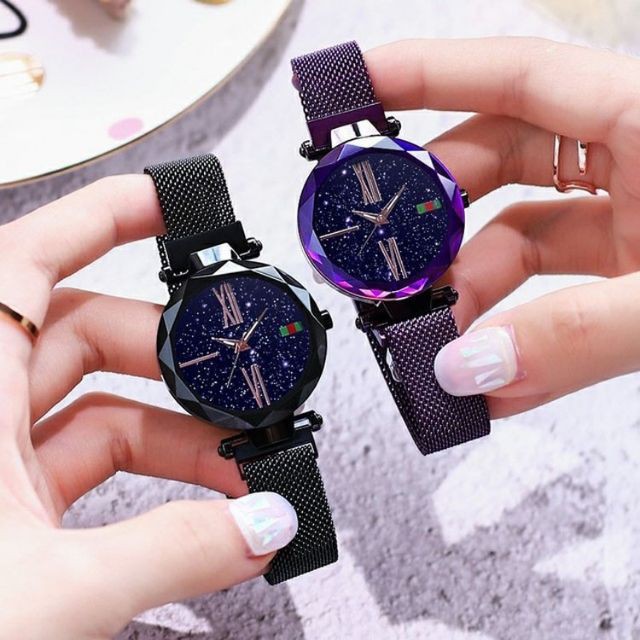 đồng hồ nữ dây lưới kim loại sử dụng khóa nam châm cực hot