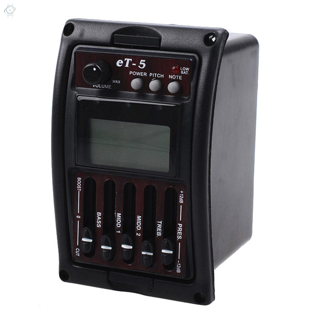 ♫5 Band Acousitc Guitar Preamp EQ Equalizer Preamp Piezo Pickup Tuner ET-5