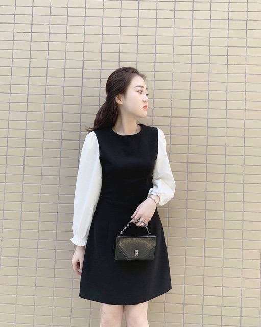 Váy chữ A pha tay