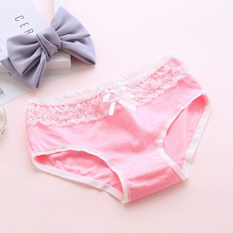 Quần Lót Nữ Cotton cao cấp phối viền ren tầng đính nơ mỏng mát tôn dáng Mẫu 3127