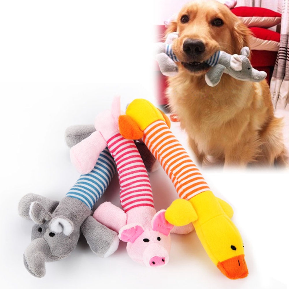 CLEVER Pet Puppy Chew Squeaker Squeaky Plush Sound Pig Elephant Duck For Dog Toys DY