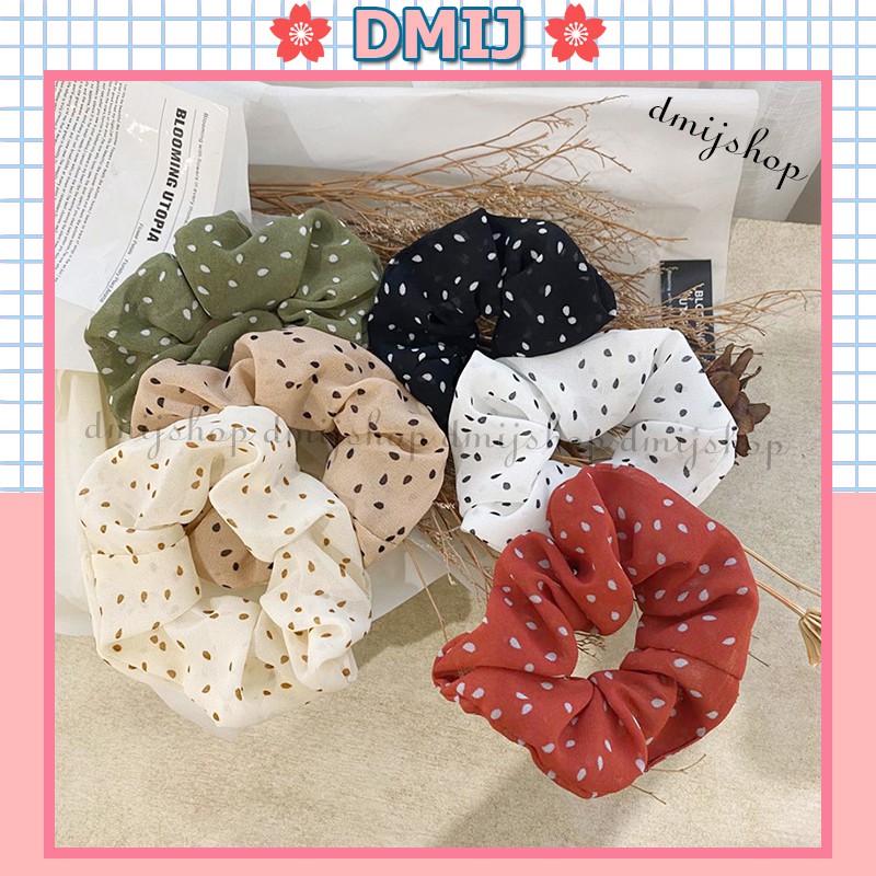 [Mã FAMARAL2 giảm 10K đơn 50K]Cột Tóc Vải Scrunchies Họa Tiết Giọt Nước Nhỏ Nhiều Mẫu Đáng Yêu