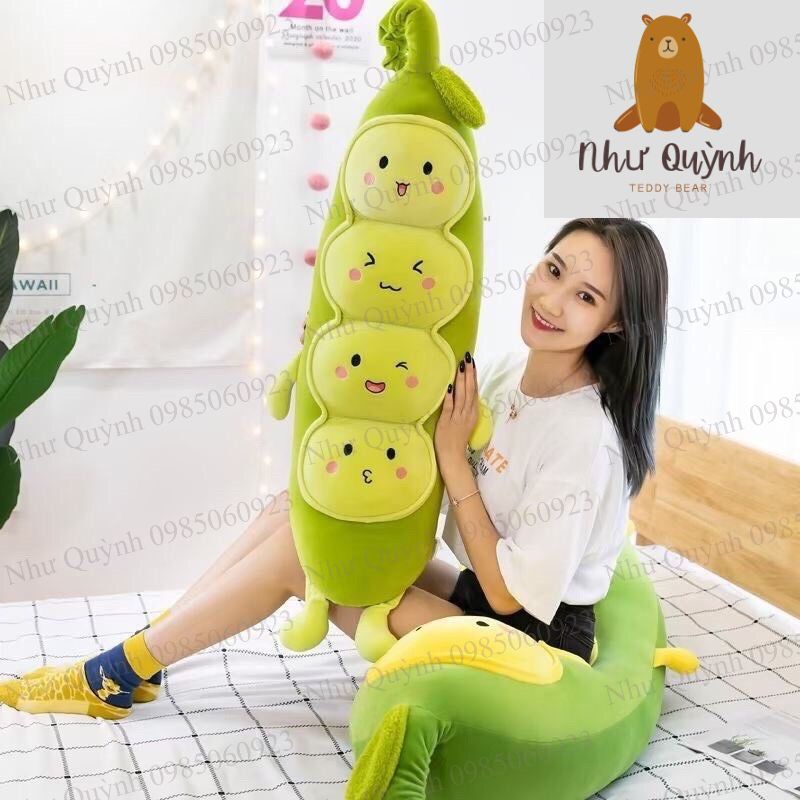 Gối Ôm Gấu Bông Sâu Đậu Xanh Cao Cấp Đủ Size 75cm 1m1 1m6