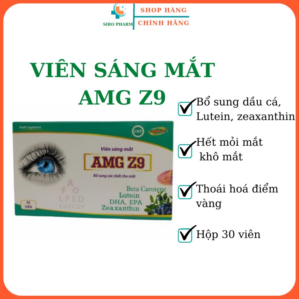 Viên sáng mắt AMG Z9  dùng cho người suy giảm thị lực mắt mờ, quáng gà, mỏi mắt ( Lọ 30 viên)