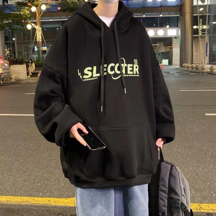 Áo Hoodie Dáng Rộng In Chữ Phong Cách Nhật Bản Thời Trang Cho Nam Và Nữ Size M-5XL