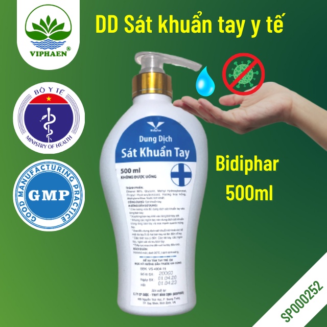 Dung dịch sát khuẩn tay Bidiphar, nước rửa tay nhanh đạt chuẩn GMP, Bộ y tế lưu hành