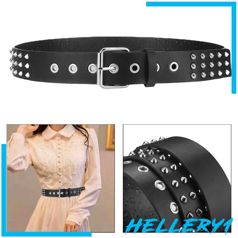 [Hellery1] Thắt Lưng Da PU Khóa Cài Có Thể Điều Chỉnh Phong Cách Punk Dành Cho Nam