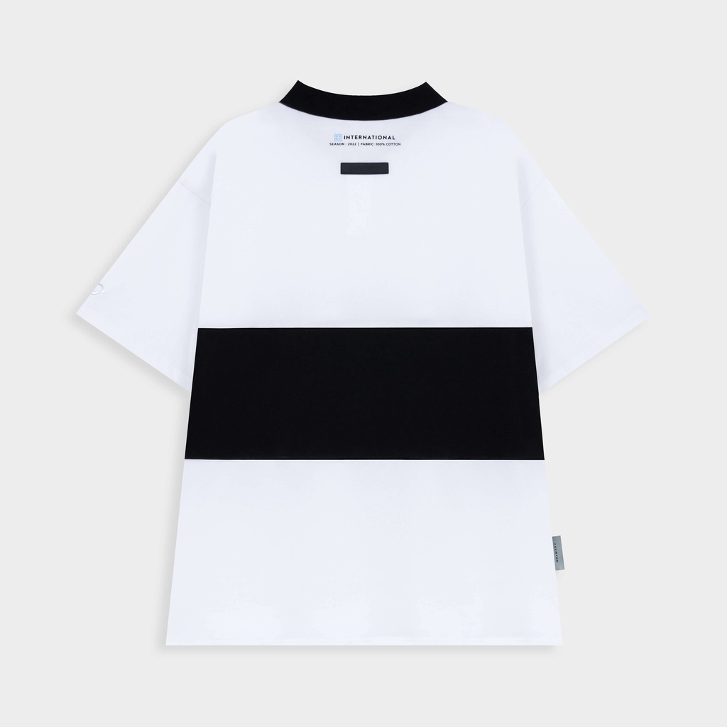 Áo polo nam nữ local brand unisex Outerity Cá Sấu Cross - Italics / Màu Trắng&Đen - ORT.B 708