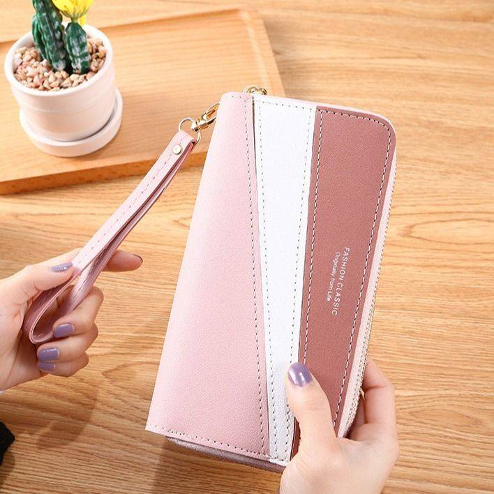 Ví Dài Cỡ Lớn Phối Khóa Kéo Đôi Thời Trang Cho Nữ