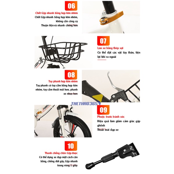 Xe đạp gấp trẻ em Forever Princess I 3 chấu size 18 inch siêu cool, cá tính