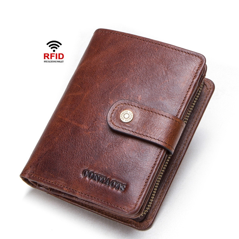 Horse Leather Multifunctional Men's Wallet Leather Buckle Clutch