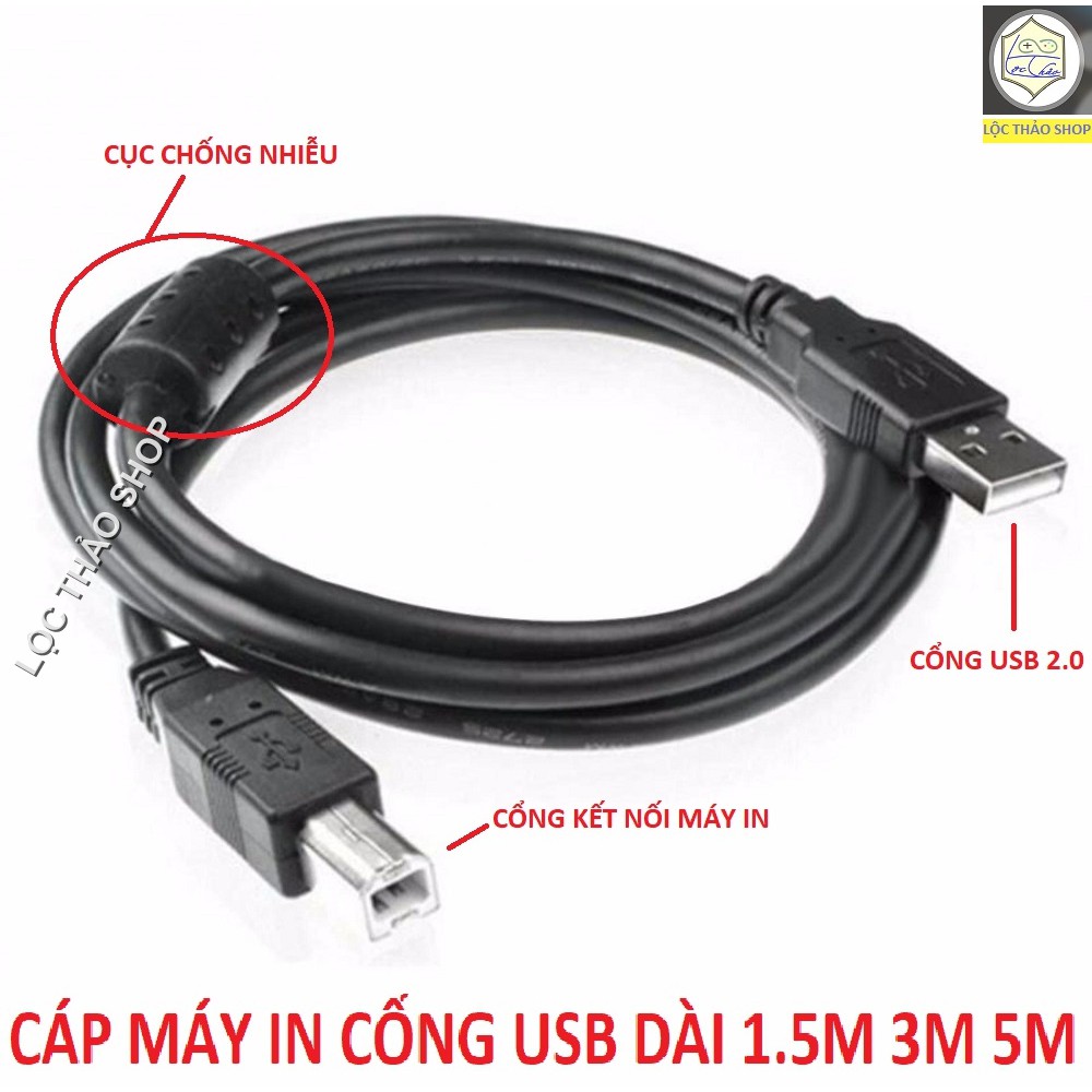 Cáp máy in cổng USB dài 1.5M 3M 5M CHỐNG NHIỄU